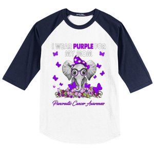 Elephant I Wear Purple For My Mom Pancreatic Cancer Cute Gift Baseball Sleeve Shirt