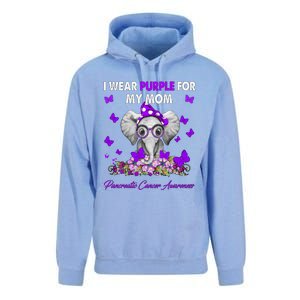 Elephant I Wear Purple For My Mom Pancreatic Cancer Cute Gift Unisex Surf Hoodie