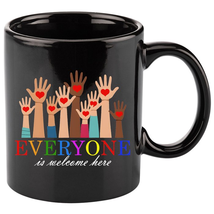 Everyone Is Welcome Here Idaho Teacher Support Lgbt Heart 11oz C Handle Ceramic Mug