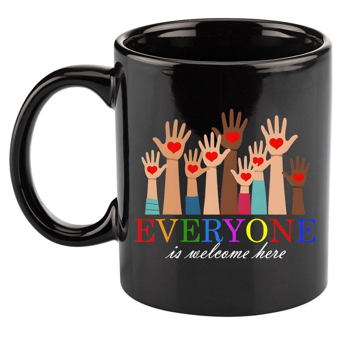 Everyone Is Welcome Here Idaho Teacher Support Lgbt Heart 11oz C Handle Ceramic Mug