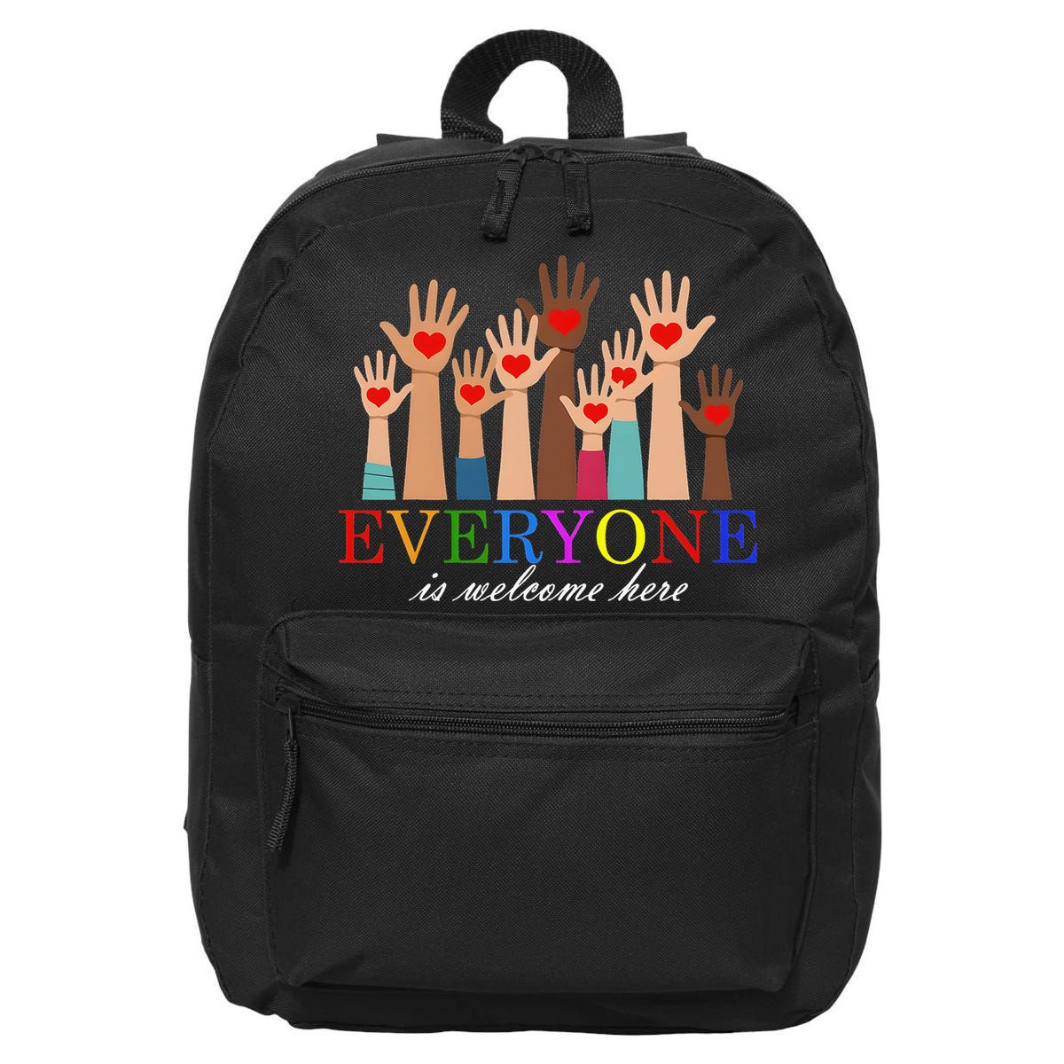 Everyone Is Welcome Here Idaho Teacher Support Lgbt Heart 16 in Basic Backpack