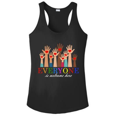 Everyone Is Welcome Here Idaho Teacher Support Lgbt Heart Ladies PosiCharge Competitor Racerback Tank