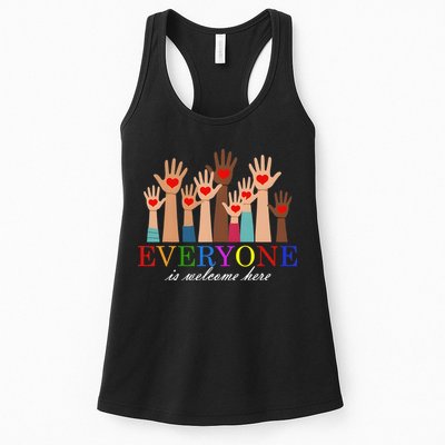 Everyone Is Welcome Here Idaho Teacher Support Lgbt Heart Womens Tank Top