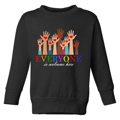 Everyone Is Welcome Here Idaho Teacher Support Lgbt Heart Toddler Sweatshirt