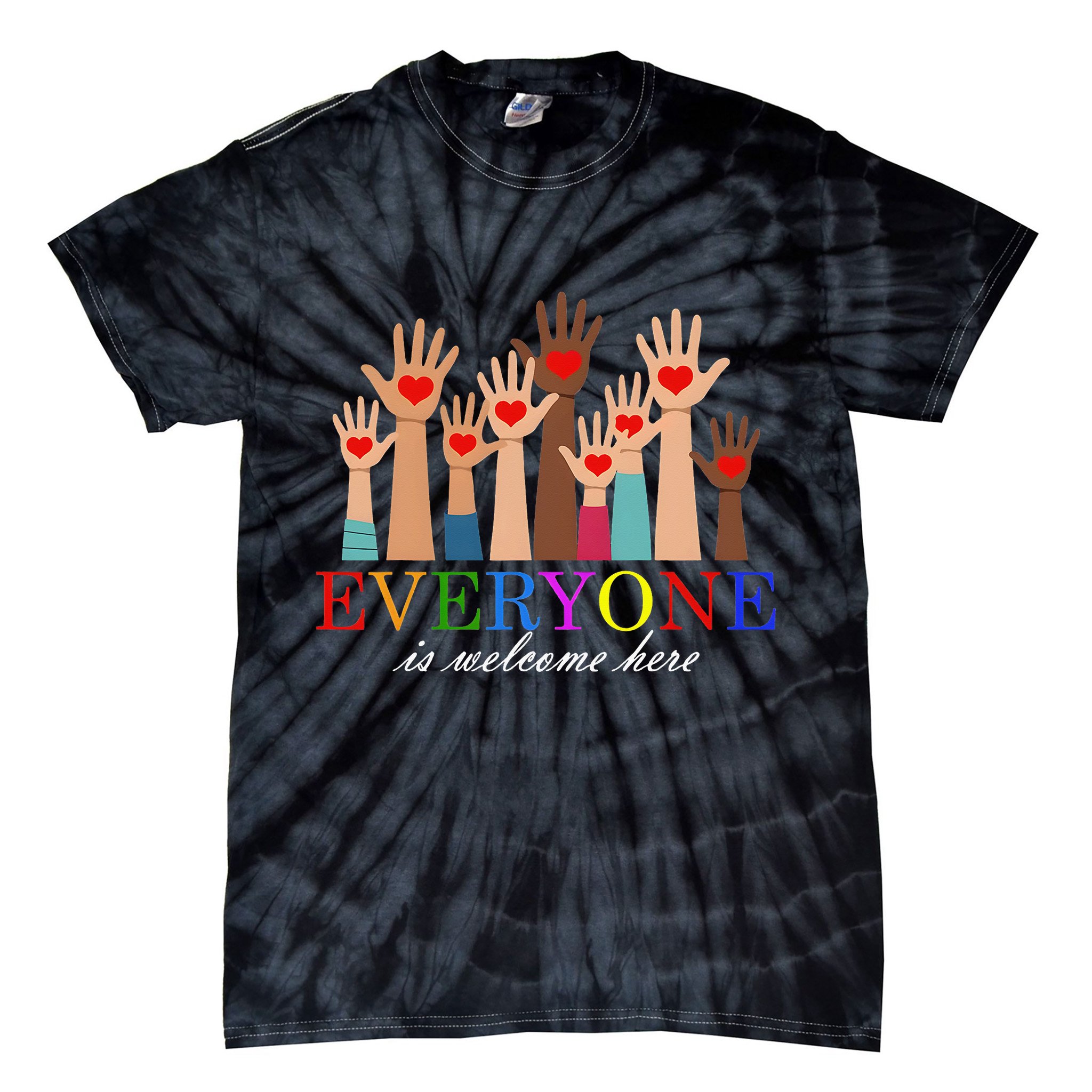 Everyone Is Welcome Here Idaho Teacher Support Lgbt Heart Tie-Dye T-Shirt
