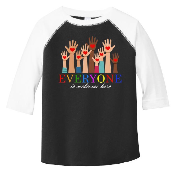 Everyone Is Welcome Here Idaho Teacher Support Lgbt Heart Toddler Fine Jersey T-Shirt