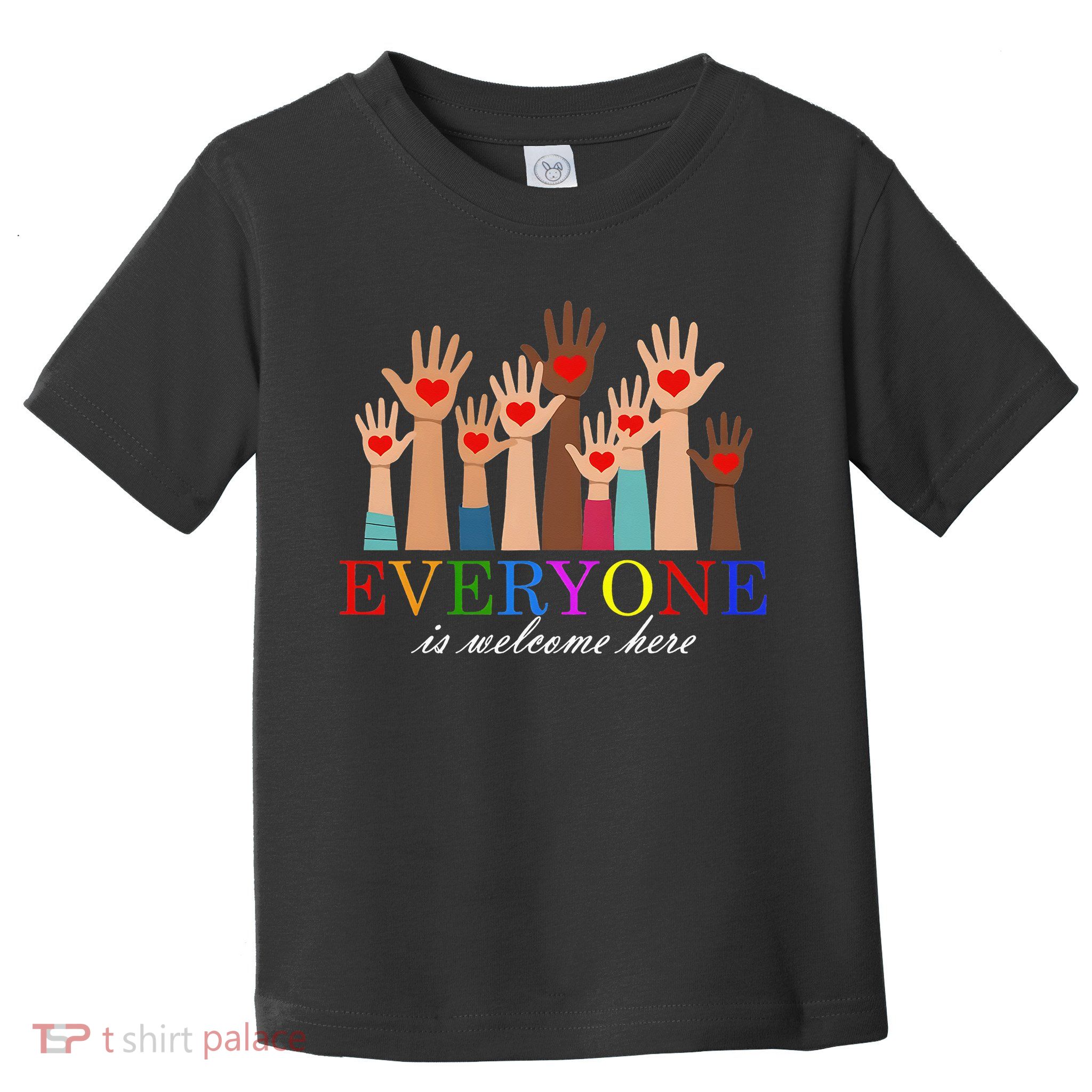 Everyone Is Welcome Here Idaho Teacher Support Lgbt Heart Toddler T-Shirt