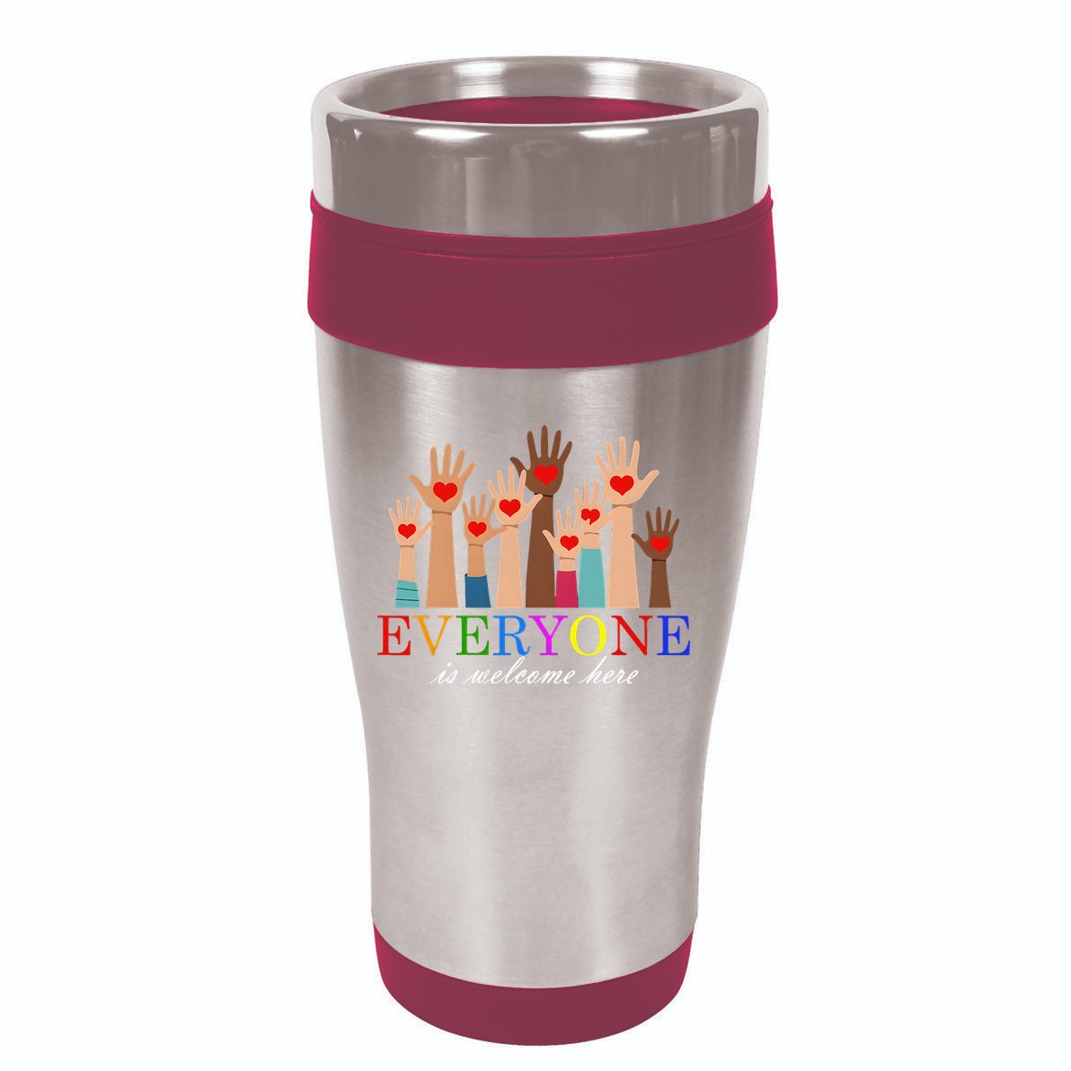 Everyone Is Welcome Here Idaho Teacher Support Lgbt Heart 16oz Travel Tumbler