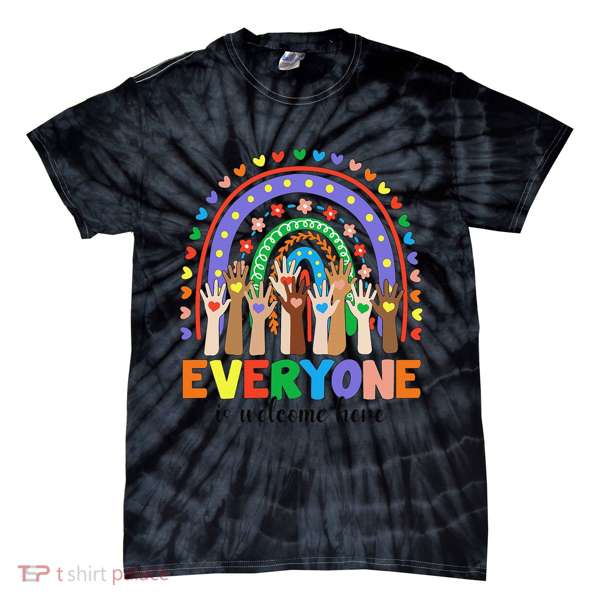 Everyone Is Welcome Here Idaho Teacher Tie-Dye T-Shirt