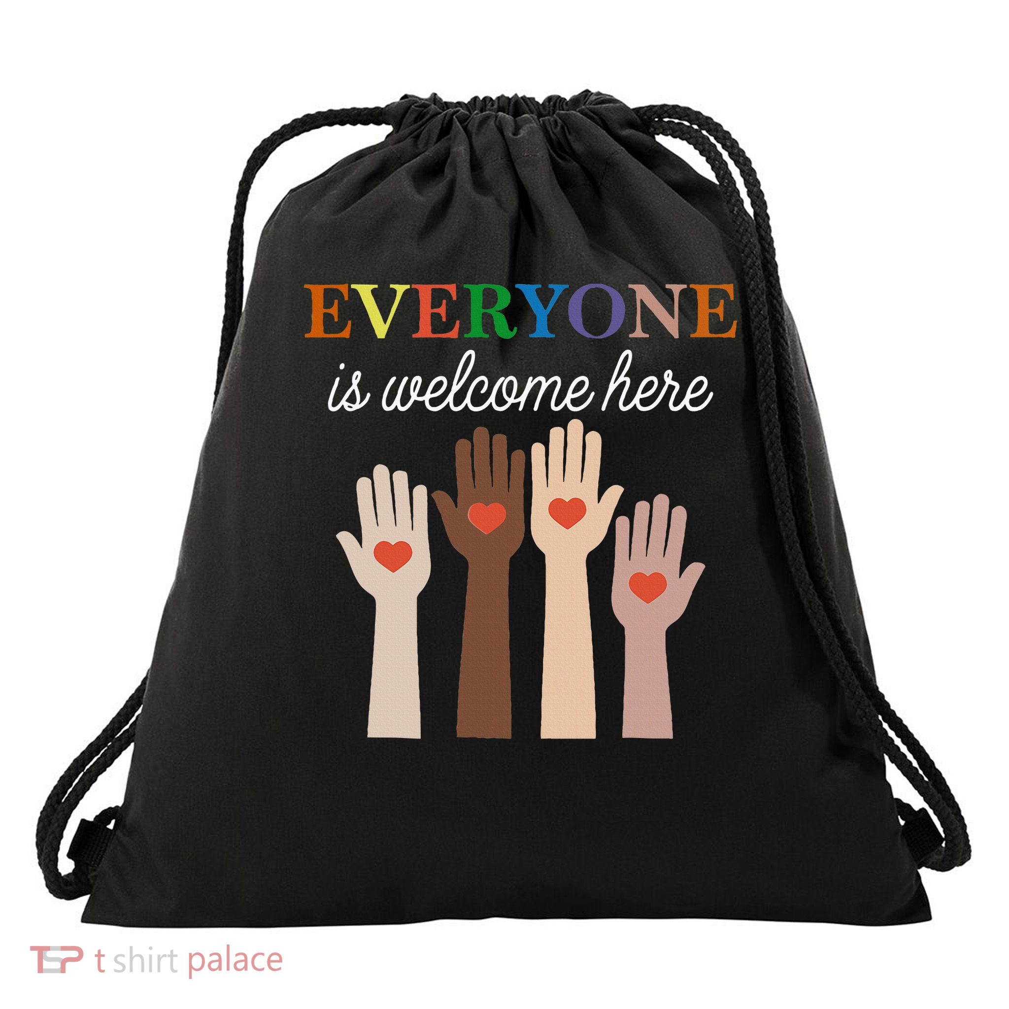 Everyone Is Welcome Here Idaho Teacher Drawstring Bag