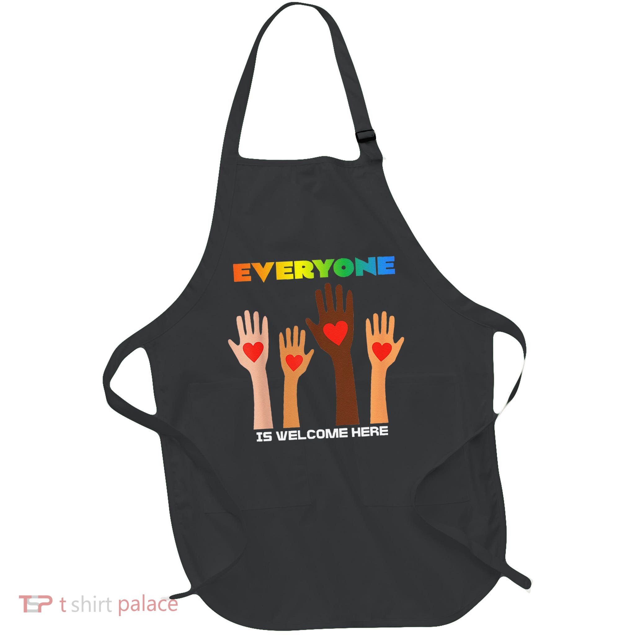 Everyone is Welcome Here Multicultural Diversity Full-Length Apron With Pockets