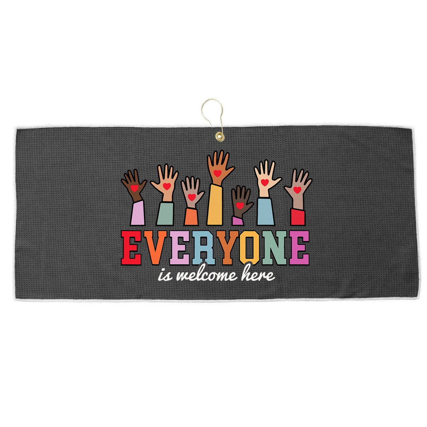 Everyone Is Welcome Here Idaho Teacher  Large Microfiber Waffle Golf Towel