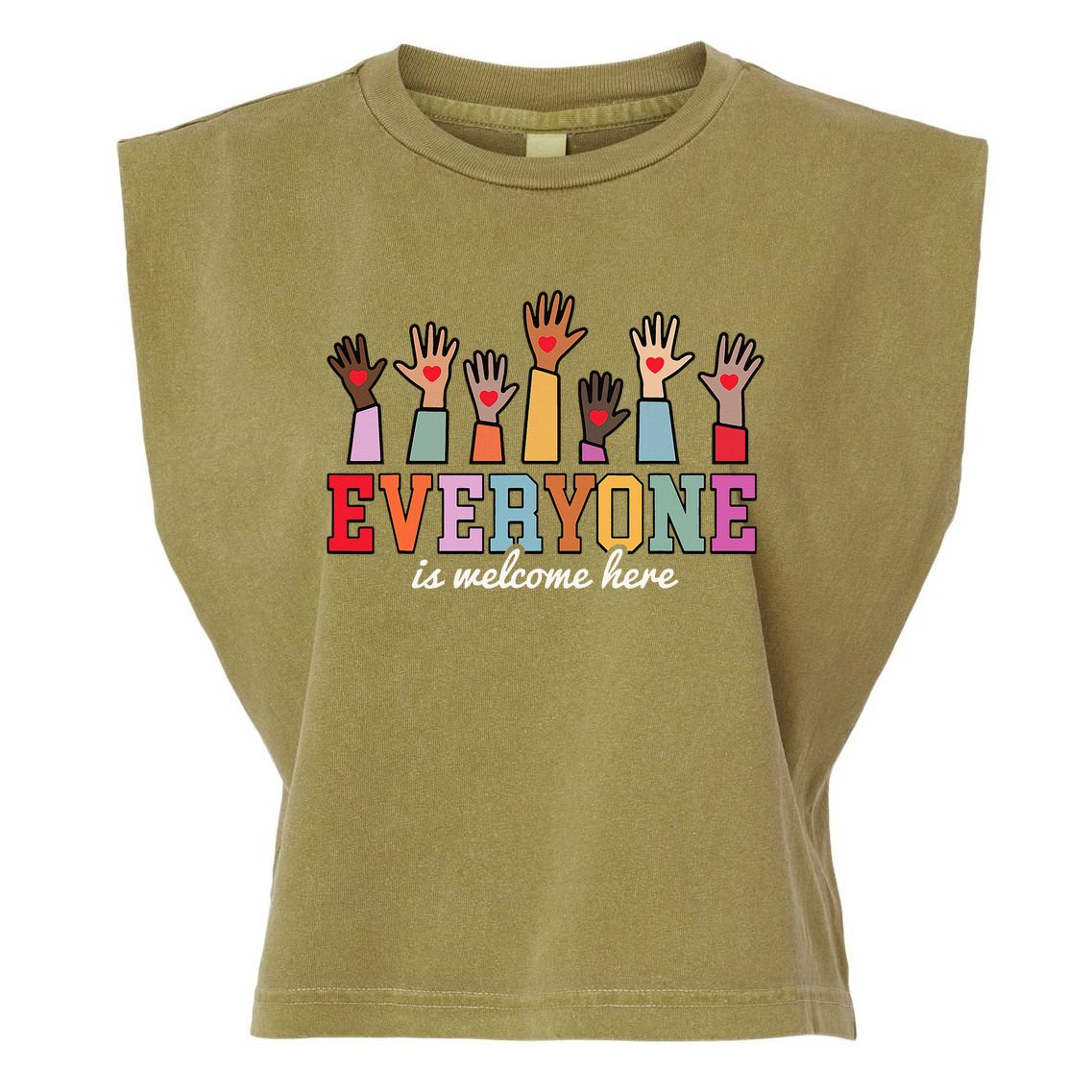Everyone Is Welcome Here Idaho Teacher  Garment-Dyed Women's Muscle Tee