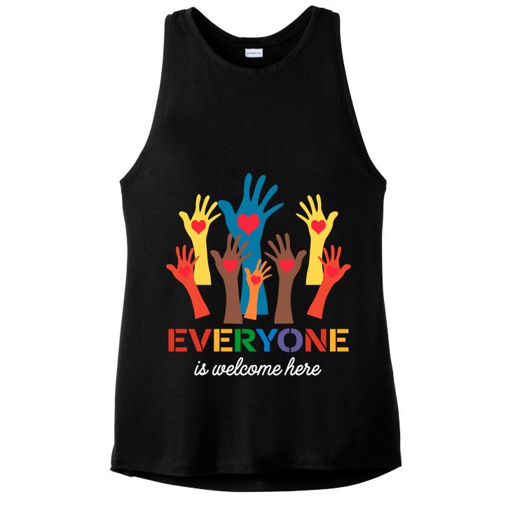 Everyone Is Welcome Here Idaho Teacher Ladies PosiCharge Tri-Blend Wicking Tank