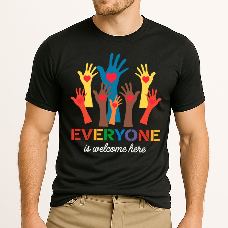 Everyone Is Welcome Here Idaho Teacher Cooling Performance Crew T-Shirt