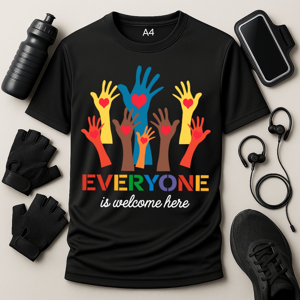 Everyone Is Welcome Here Idaho Teacher Cooling Performance Crew T-Shirt