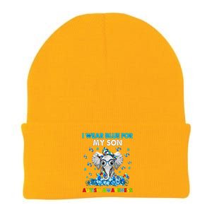 Elephant I Wear Blue For My Son Autism Awareness Cool Gift Knit Cap Winter Beanie