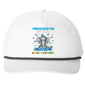 Elephant I Wear Blue For My Son Autism Awareness Cool Gift Snapback Five-Panel Rope Hat