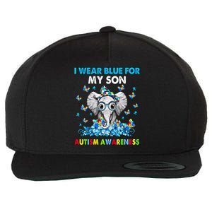 Elephant I Wear Blue For My Son Autism Awareness Cool Gift Wool Snapback Cap