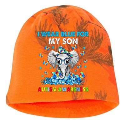 Elephant I Wear Blue For My Son Autism Awareness Cool Gift Kati - Camo Knit Beanie