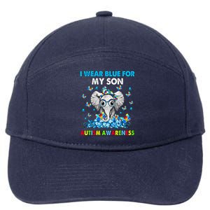 Elephant I Wear Blue For My Son Autism Awareness Cool Gift 7-Panel Snapback Hat