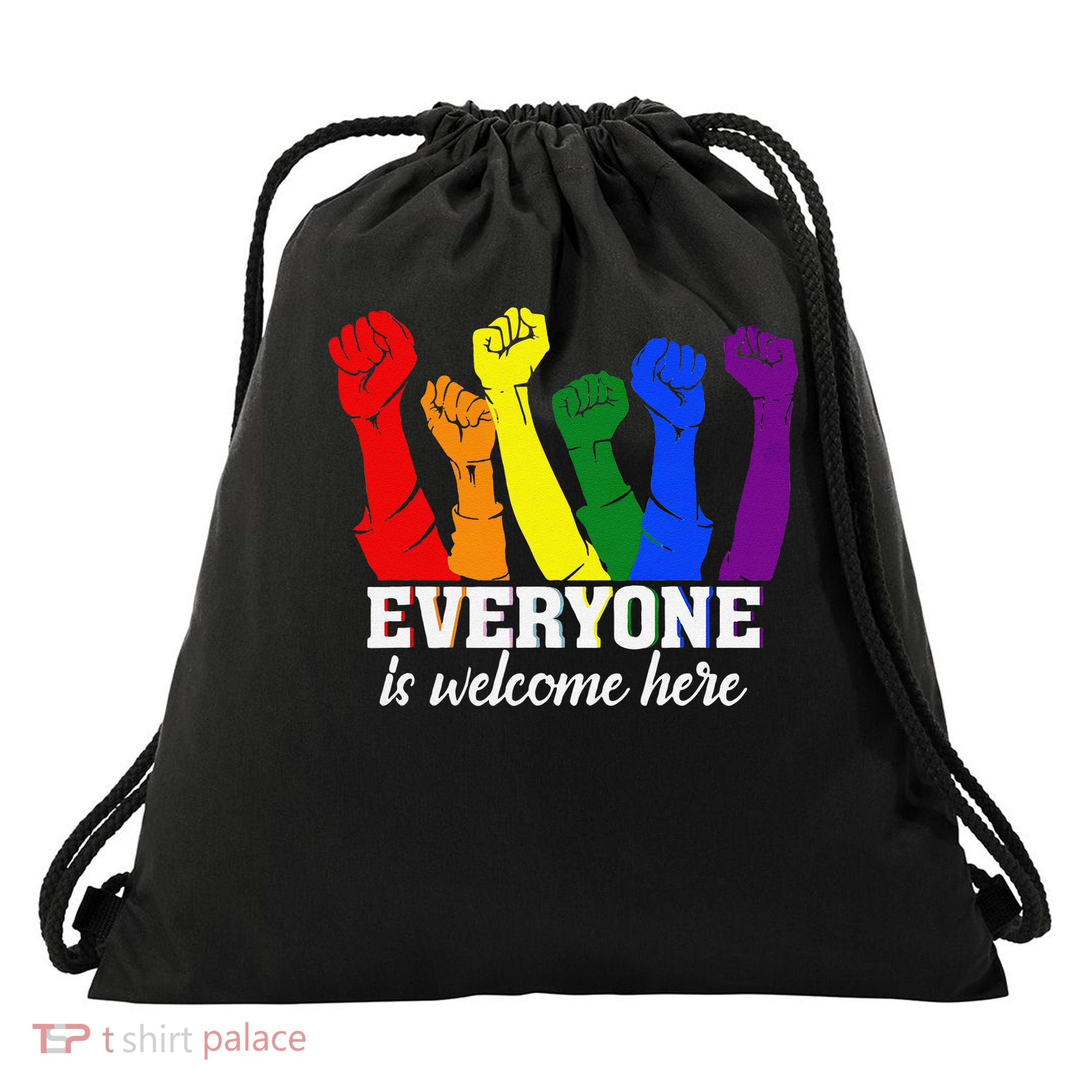 Everyone Is Welcome Here Idaho Teacher Support Drawstring Bag