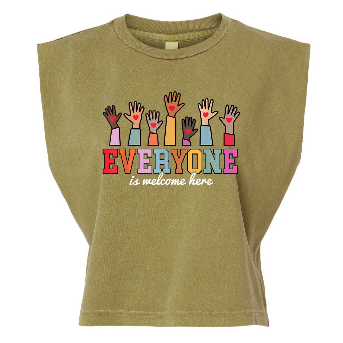 Everyone Is Welcome Here Idaho Teacher Garment-Dyed Women's Muscle Tee