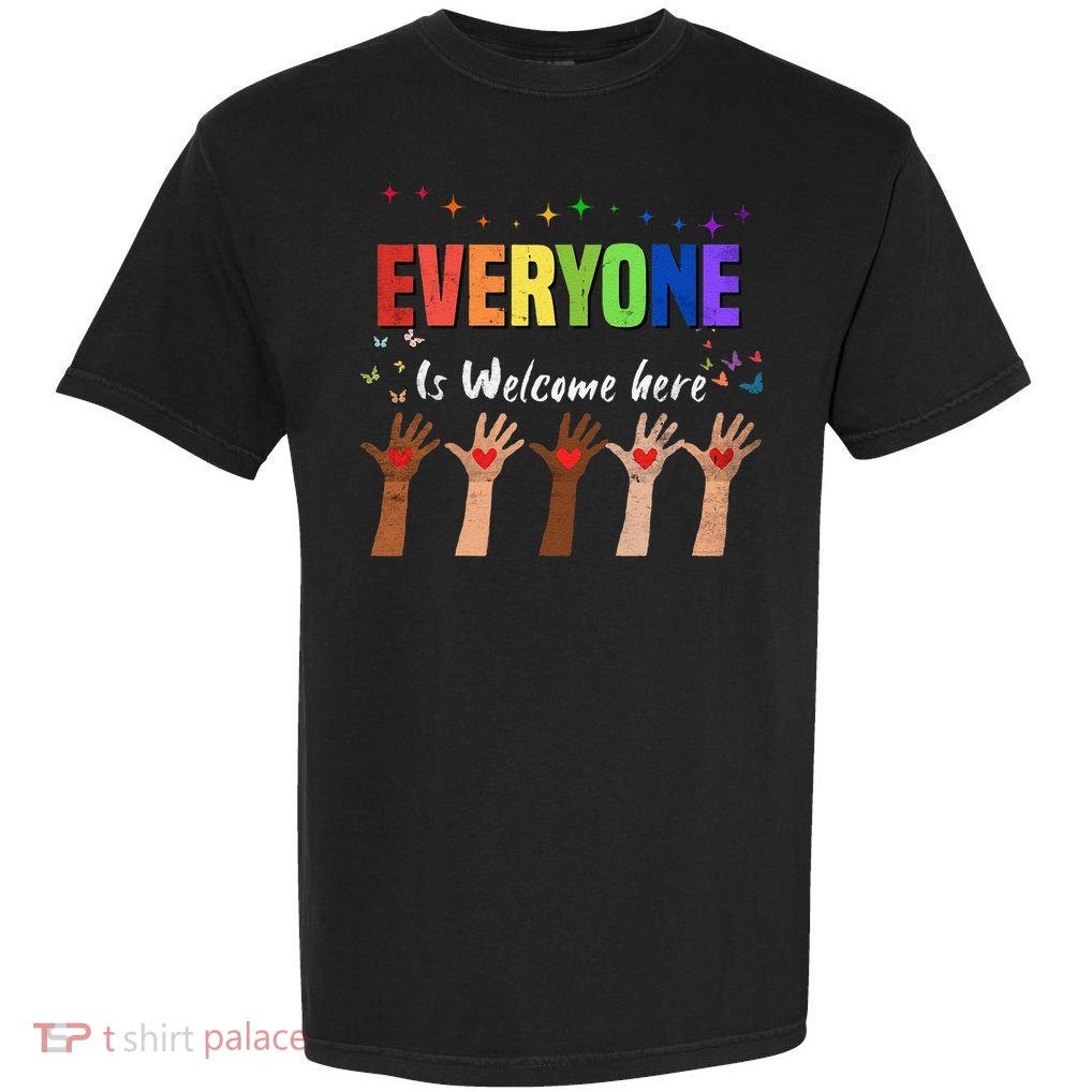 Everyone Is Welcome Here Idaho Teacher Flower Butterfly Garment-Dyed Heavyweight T-Shirt