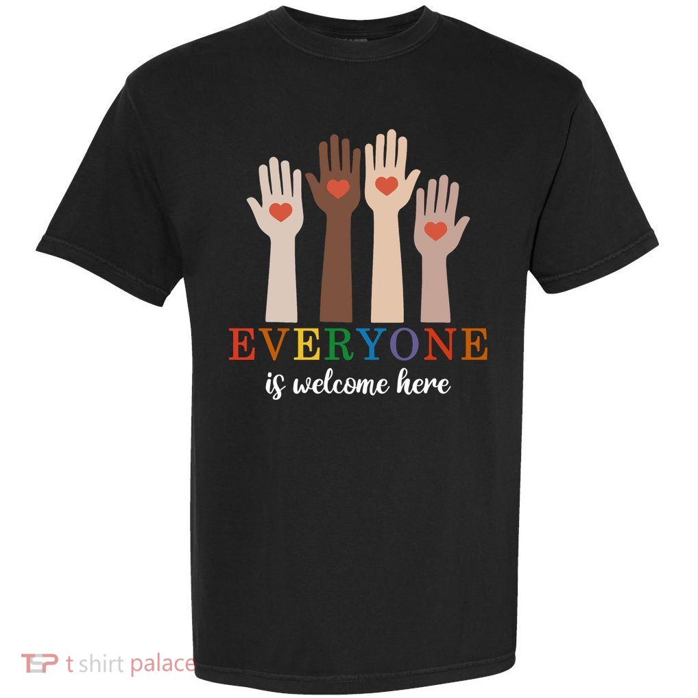 Everyone Is Welcome Here Idaho Teacher Garment-Dyed Heavyweight T-Shirt