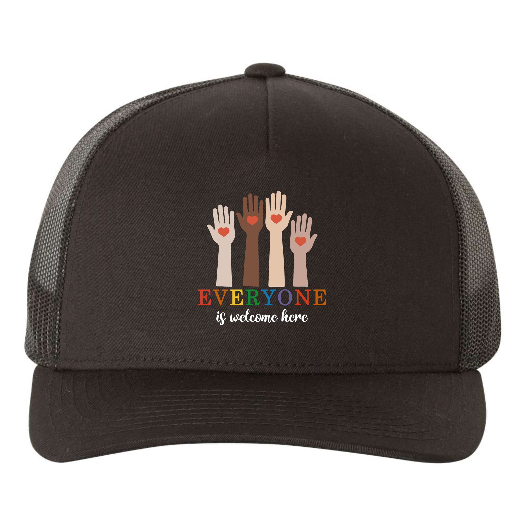 Everyone Is Welcome Here Idaho Teacher Yupoong Adult 5-Panel Trucker Hat