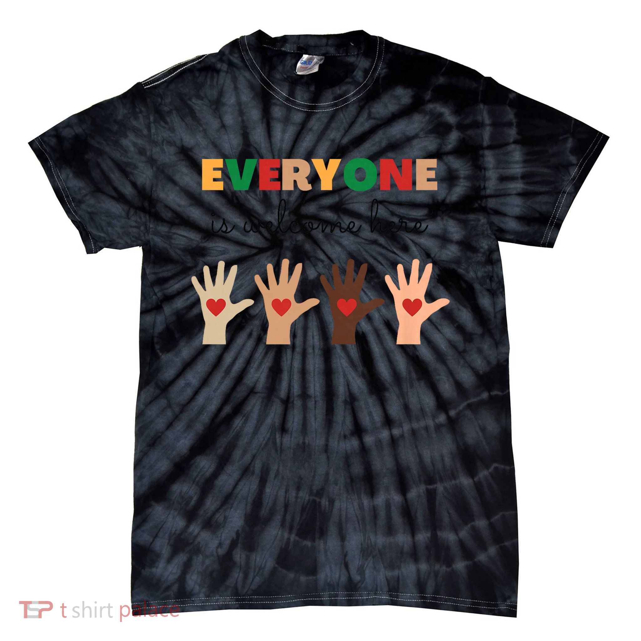Everyone Is Welcome Here Idaho Teacher Tie-Dye T-Shirt