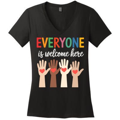 Everyone Is Welcome Here Women's V-Neck T-Shirt