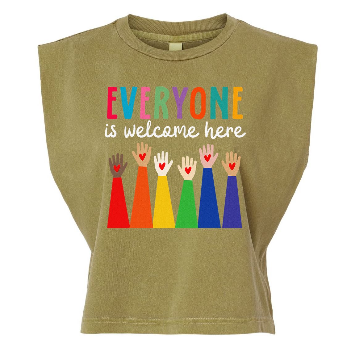 Everyone Is Welcome Here Idaho Teacher Garment-Dyed Women's Muscle Tee