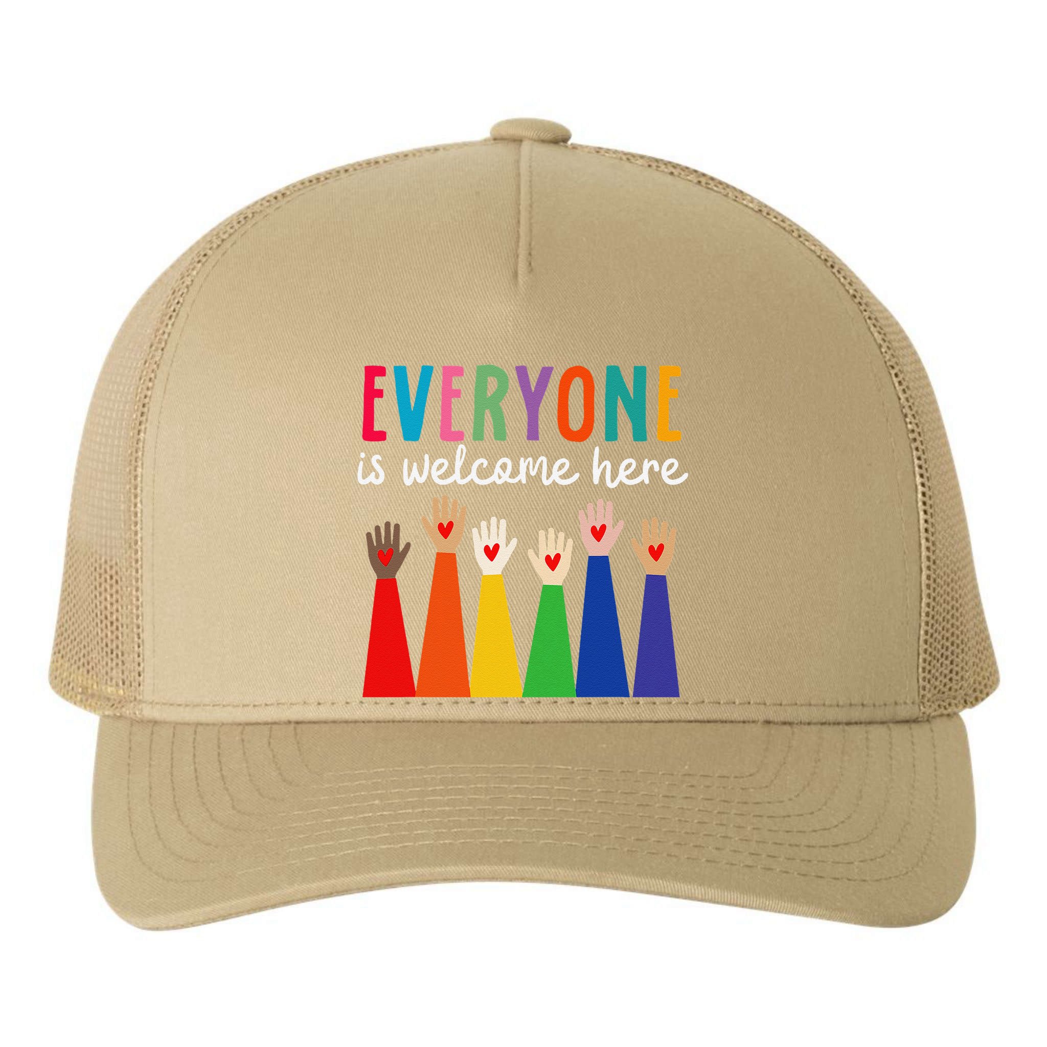 Everyone Is Welcome Here Idaho Teacher Yupoong Adult 5-Panel Trucker Hat
