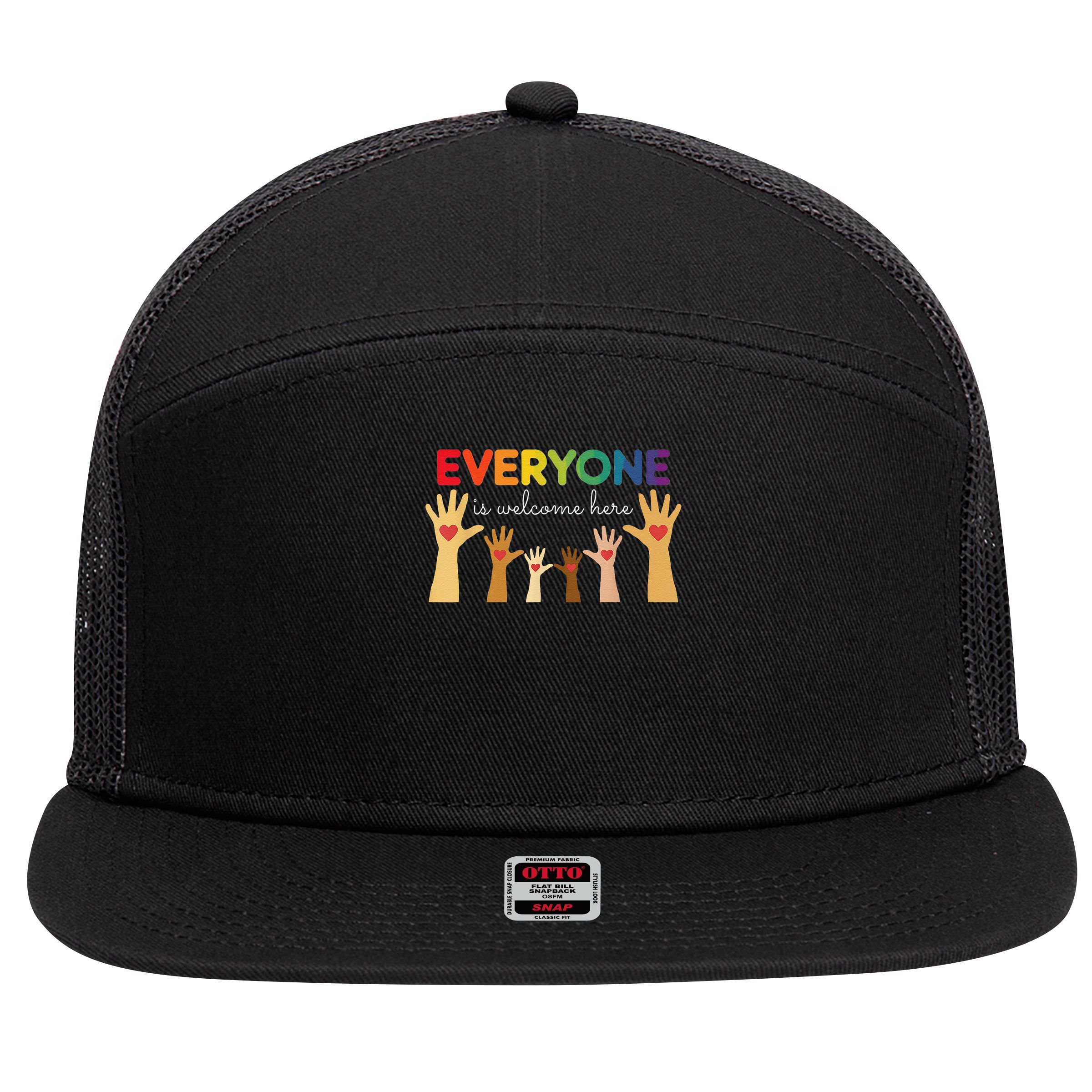 Everyone Is Welcome Here Idaho Teacher 7 Panel Mesh Trucker Snapback Hat
