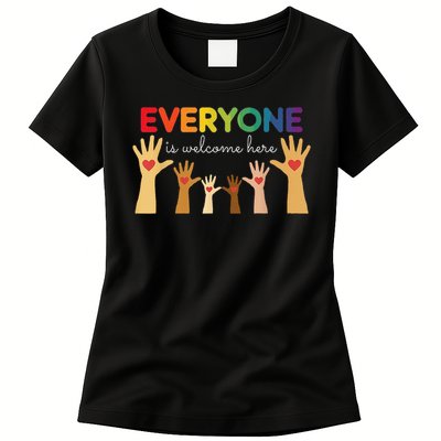 Everyone Is Welcome Here Idaho Teacher Womens T-Shirt