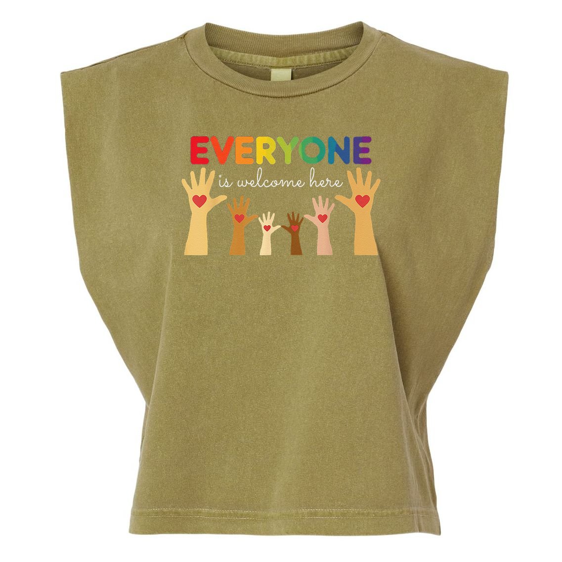 Everyone Is Welcome Here Idaho Teacher Garment-Dyed Women's Muscle Tee
