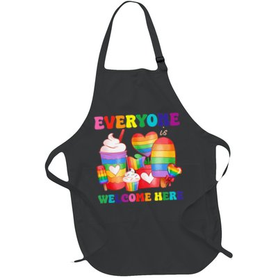 Everyone Is Welcome Here Funny Teacher LGBTQ Coffee Cup Full-Length Apron With Pockets