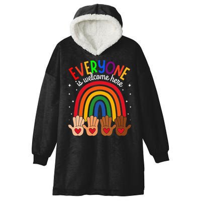 Everyone Is Welcome Here Idaho Teacher Inclusion Equality Hooded Wearable Blanket