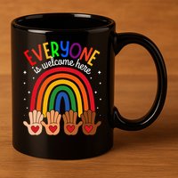 Everyone Is Welcome Here Idaho Teacher Inclusion Equality 11oz C Handle Ceramic Mug