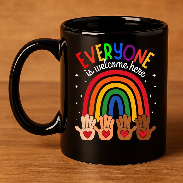 Everyone Is Welcome Here Idaho Teacher Inclusion Equality 11oz C Handle Ceramic Mug