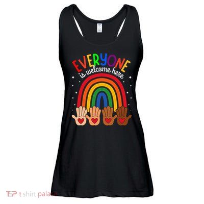 Everyone Is Welcome Here Idaho Teacher Inclusion Equality Ladies Essential Flowy Tank