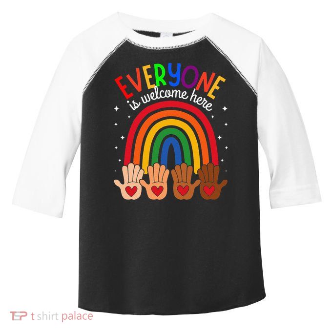 Everyone Is Welcome Here Idaho Teacher Inclusion Equality Toddler Fine Jersey T-Shirt