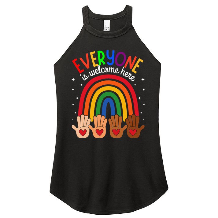 Everyone Is Welcome Here Idaho Teacher Inclusion Equality Women's Perfect Tri Rocker Tank