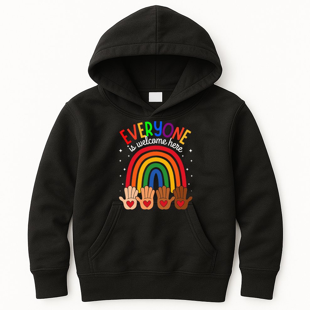 Everyone Is Welcome Here Idaho Teacher Inclusion Equality Kids Hoodie