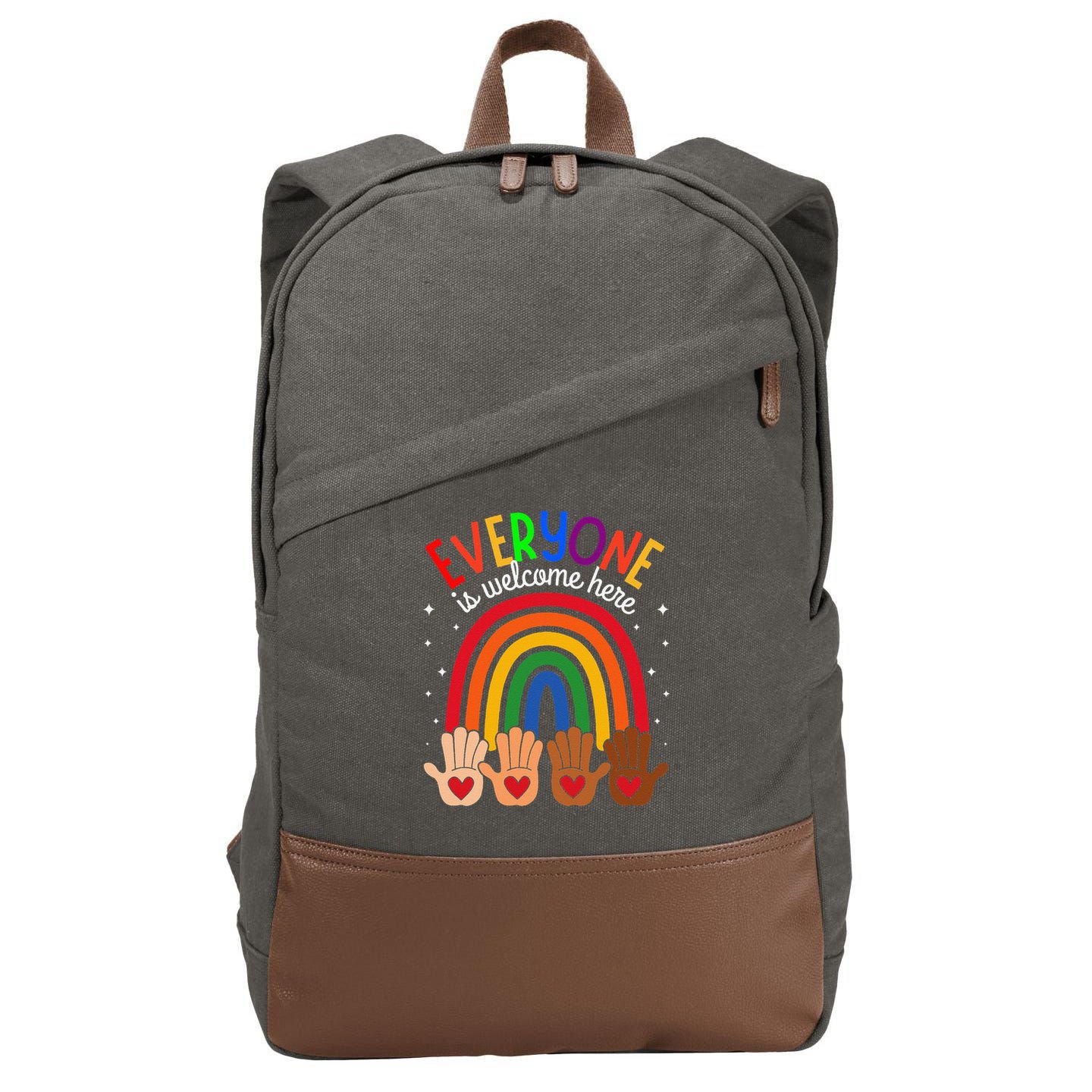 Everyone Is Welcome Here Idaho Teacher Inclusion Equality Cotton Canvas Backpack