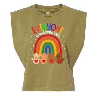Everyone Is Welcome Here Idaho Teacher Inclusion Equality Garment-Dyed Women's Muscle Tee