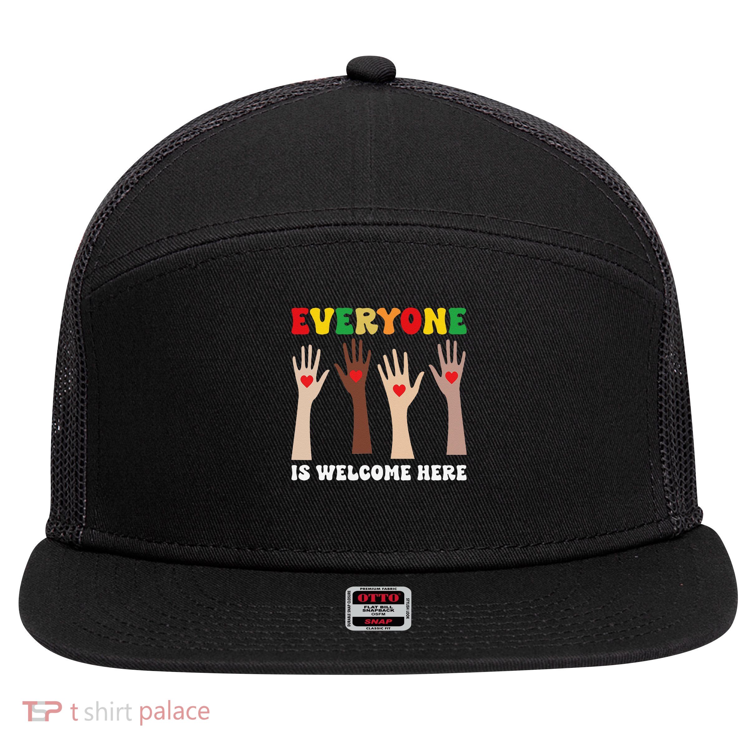 Everyone Is Welcome Here Idaho Teacher Diversity Unity 7 Panel Mesh Trucker Snapback Hat