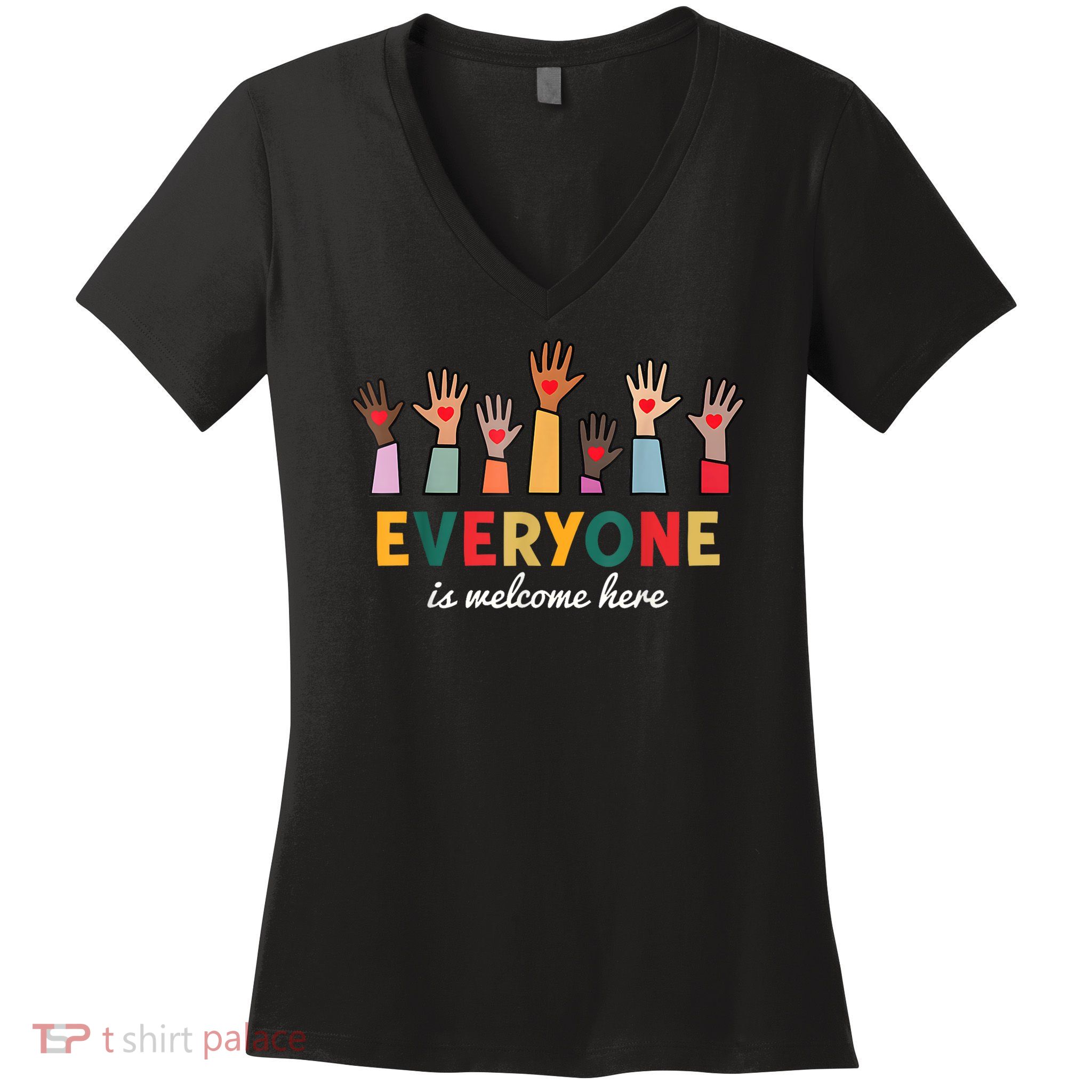 Everyone Is Welcome Here Idaho Teacher (1) Women's V-Neck T-Shirt