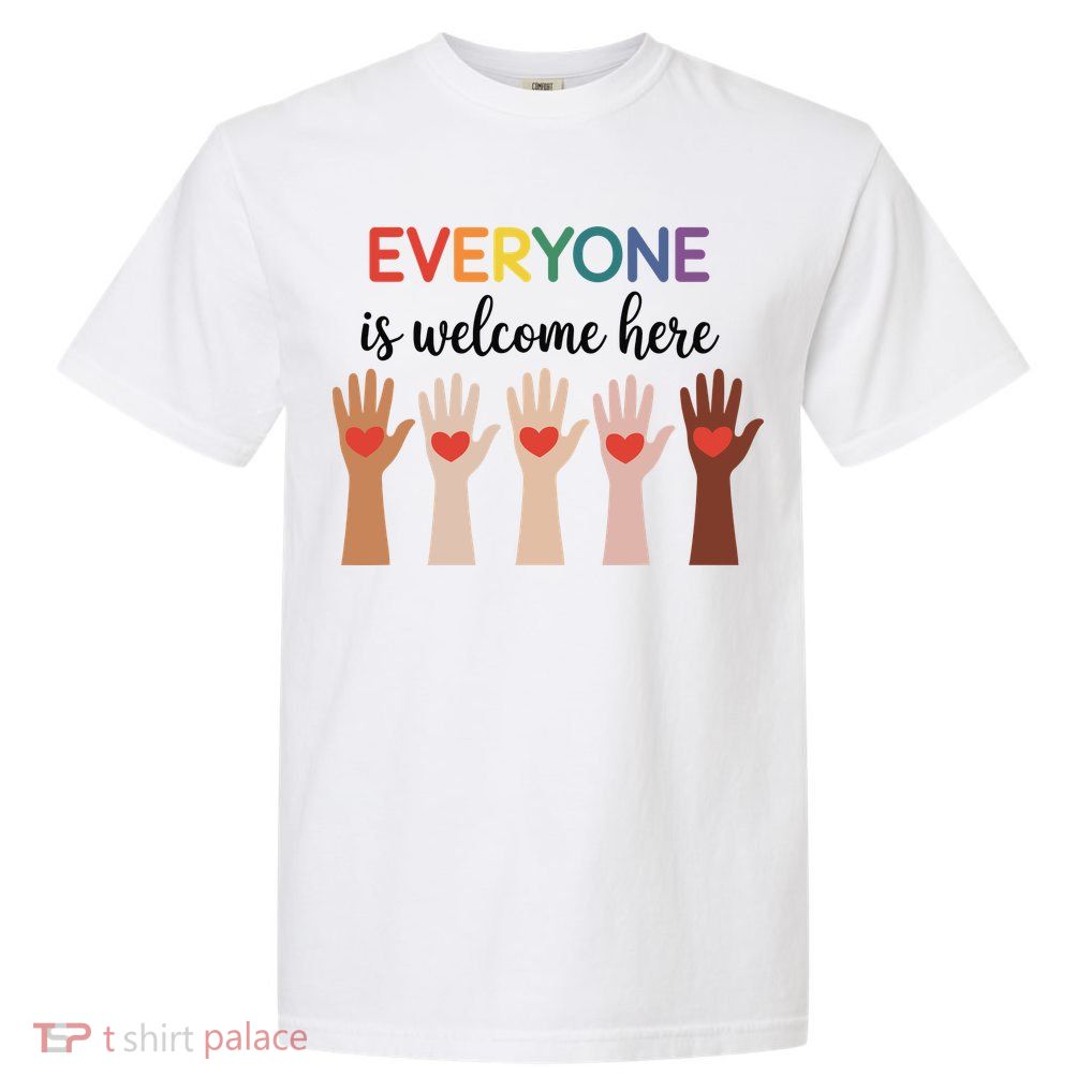 Everyone Is Welcome Here Idaho Teacher Garment-Dyed Heavyweight T-Shirt